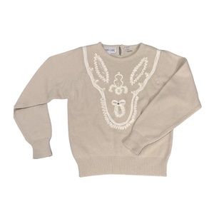 Vintage Acrylic sweater Andrea Gayle neutral tan pearl rhinestones small
